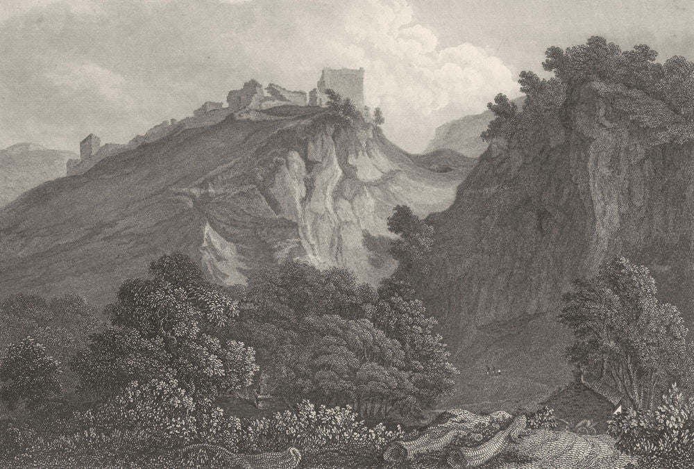 DERBYSHIRE. Peveril's Castle The Peak. DUGDALE 1845 old antique print picture